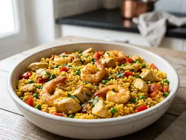 Paella Express au Safran et Poulet Tendre - Photo de présentation