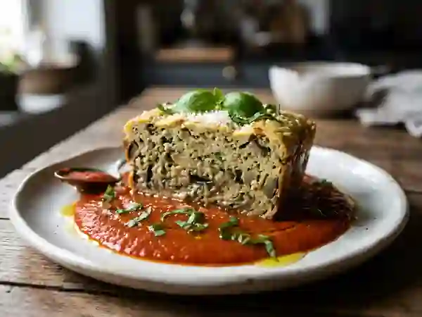 Pain d'aubergines fondant au parmesan - Photo de présentation