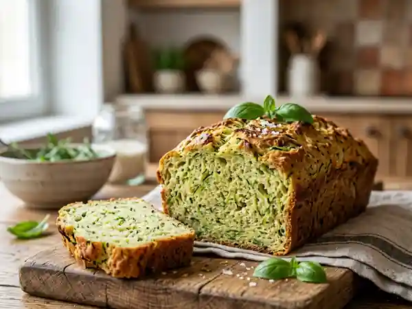 Pain de courgettes au basilic moelleux et parfumé - Photo de présentation