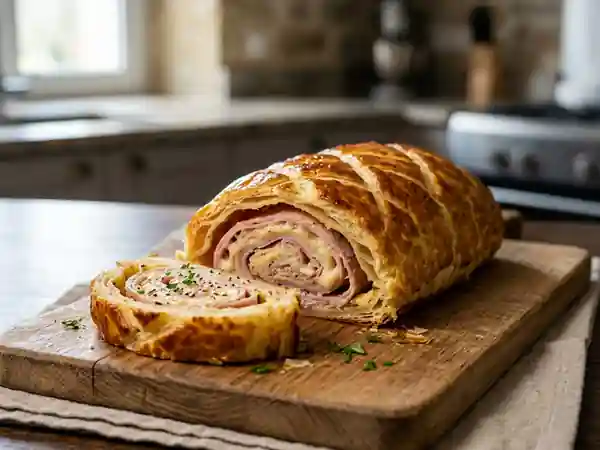 Feuilleté roulé au jambon et fromage - Photo de présentation