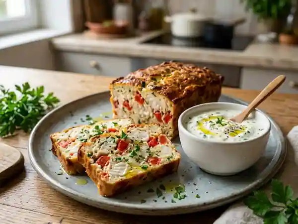 Pain de lotte à la tomate et sauce yaourt légère - Photo de présentation