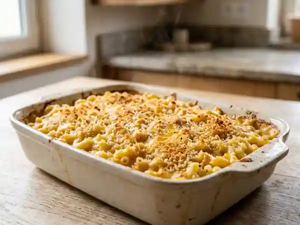 Macaroni au cheddar gratiné et croustillant - Photo de présentation