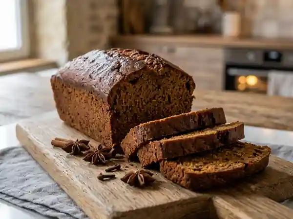 Pain d'épices maison aux épices douces : girofle, cannelle et anis - Photo de présentation