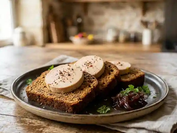 Pain d'épice moelleux au foie gras - Photo de présentation