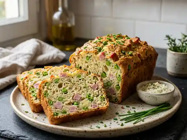 Pain moelleux aux petits pois et jambon : recette facile et gourmande - Photo de présentation