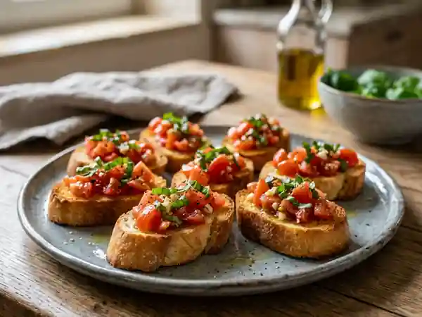 Crostini craquants à la tomate et ail frais - Photo de présentation