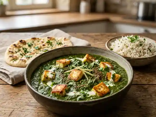 Palak Paneer : Épinards crémeux au fromage indien maison - Photo de présentation
