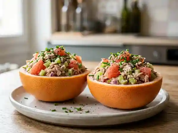 Pamplemousse farci au thon frais et salade croquante - Photo de présentation