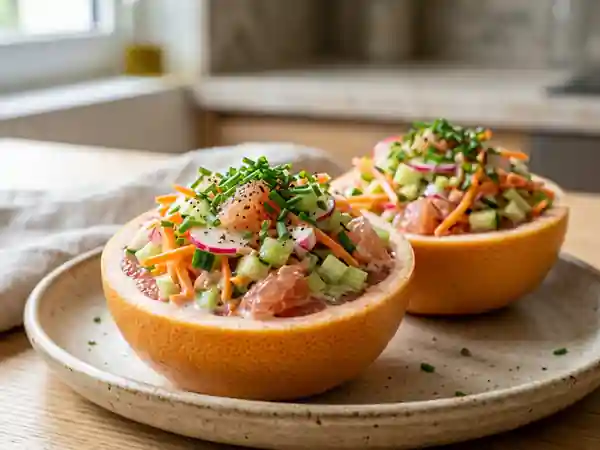Pamplemousse farci aux légumes croquants - Photo de présentation