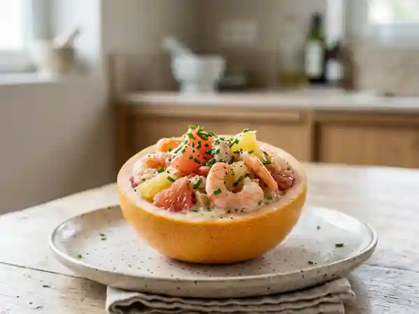 Pamplemousse Surprise aux Crevettes Fraîches : Entrée Raffinée et Facile - Photo de présentation
