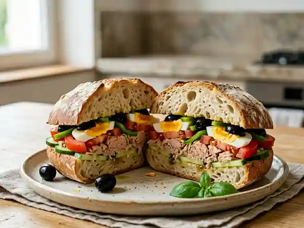 Pan-bagnat Provençal : Sandwich Méditerranéen Authentique et Savoureux - Photo de présentation