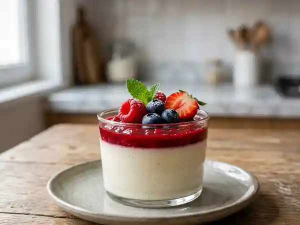Panacotta Crémeuse à la Vanille et Coulis de Fruits Rouges - Photo de présentation