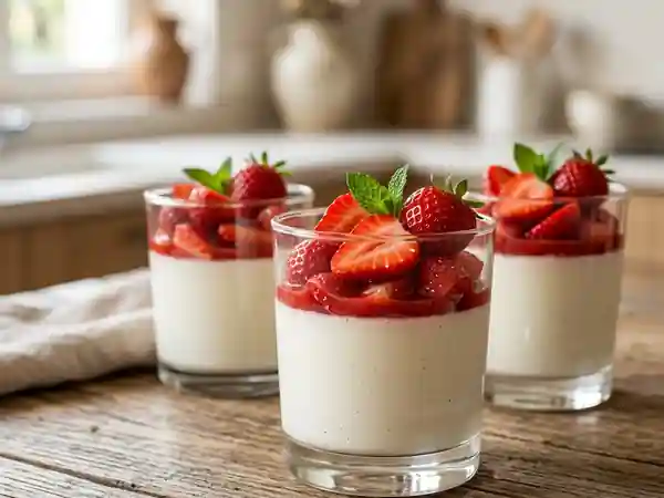 Panna Cotta Vanille et Fraises Fraîches - Photo de présentation