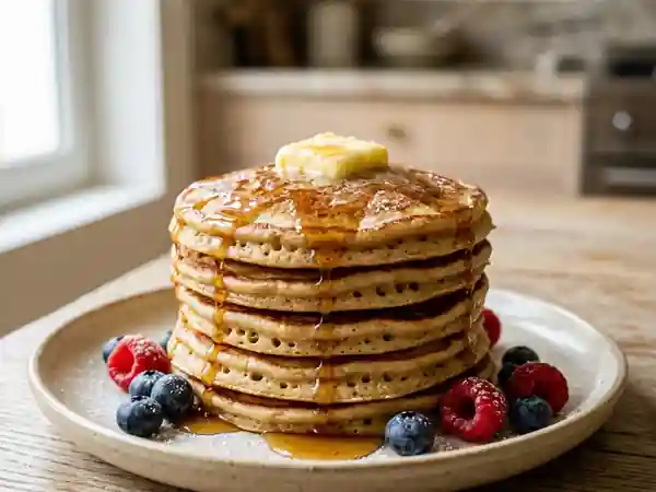 Pancakes moelleux au sucre roux : la recette gourmande pour un petit déjeuner parfait - Photo de présentation
