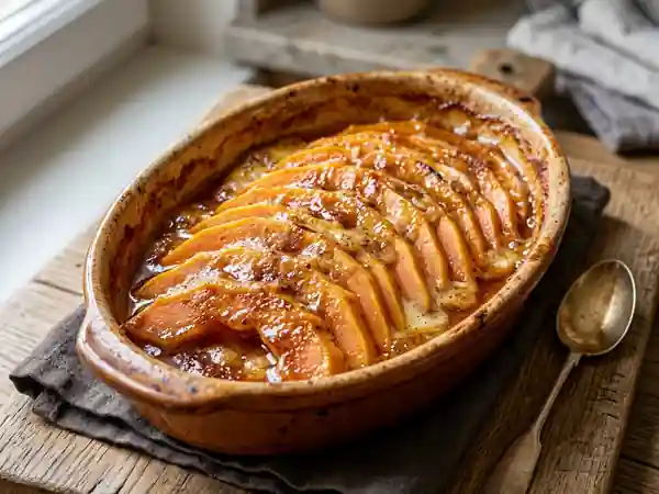 Gratin de papaye fondant et caramélisé - Photo de présentation