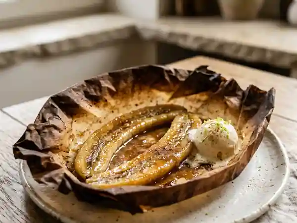 Papillote de banane fondante au miel et épices - Photo de présentation