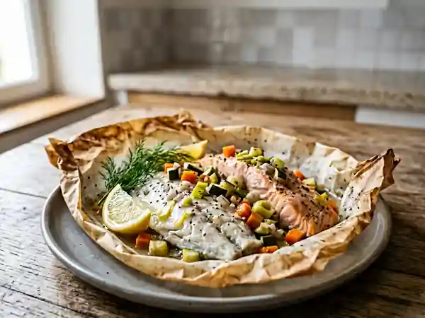 Duo de poissons fondants et légumes croquants - Photo de présentation