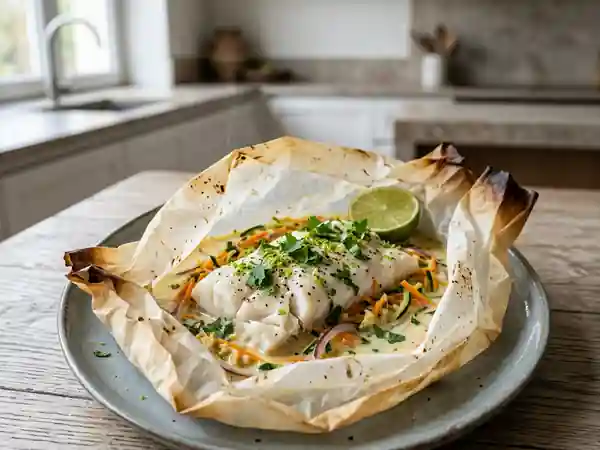Papillote de poisson au lait de coco : recette savoureuse et légère - Photo de présentation