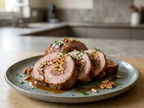 Papillote de rôti de veau roulé aux noix et pignons : recette gourmande et facile - Photo de présentation