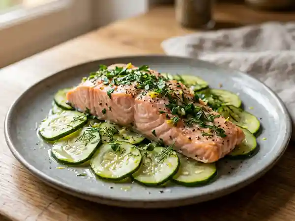 Papillote de saumon fondante aux courgettes et herbes fraîches - Photo de présentation
