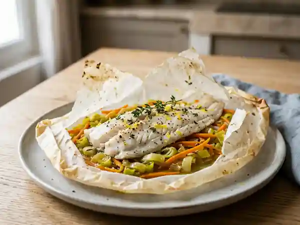 Papillote de sole tropicale aux poireaux fondants - Photo de présentation