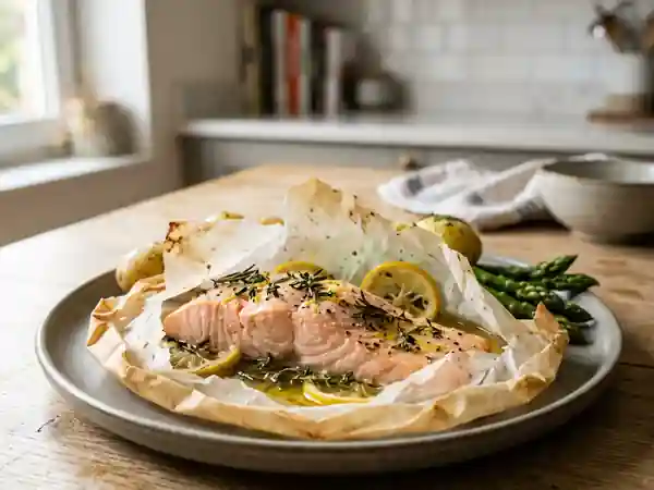 Papillote de truite aux herbes fraîches et citron - Photo de présentation