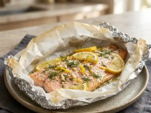 Papillote de truite savoureuse au barbecue - Photo de présentation