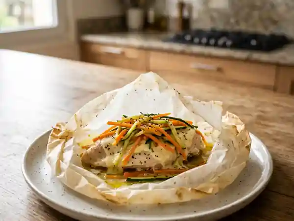 Poulet fondant au carré frais et julienne croquante - Photo de présentation