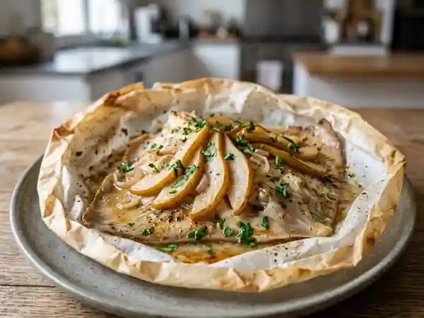 Papillotes d'ailes de raie aux poires fondantes - Photo de présentation