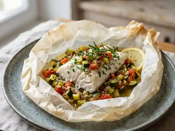 Papillotes de bar farcies au four : recette savoureuse et légère - Photo de présentation