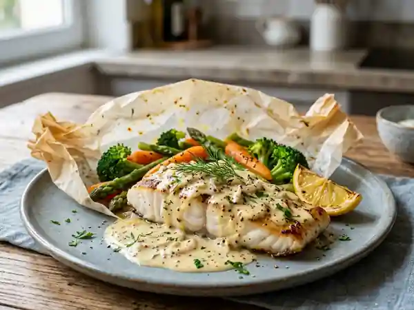 Colin fondant à la crème de moutarde - Photo de présentation