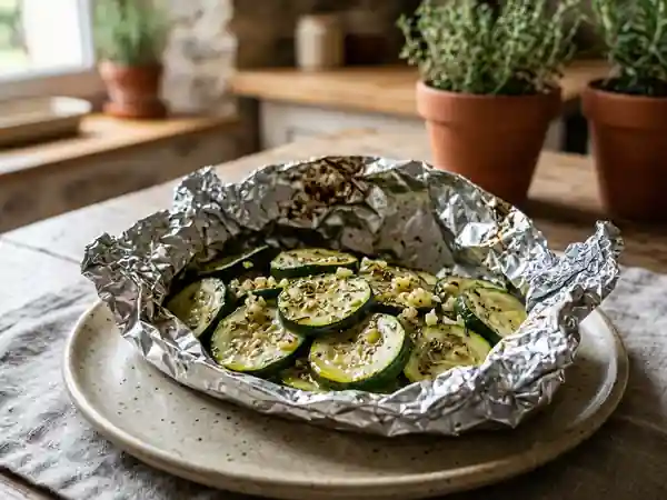Courgettes fondantes en papillote au barbecue - Photo de présentation