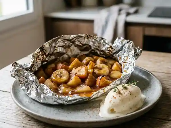 Papillotes de fruits au miel cuites au barbecue : dessert gourmand et sain - Photo de présentation