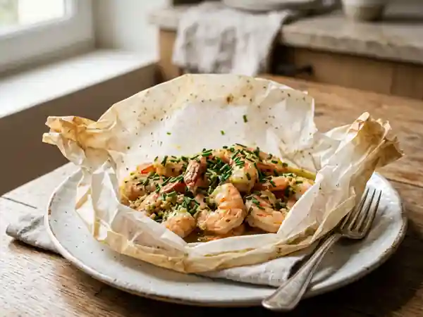 Papillotes de gambas au gingembre : recette savoureuse et légère - Photo de présentation