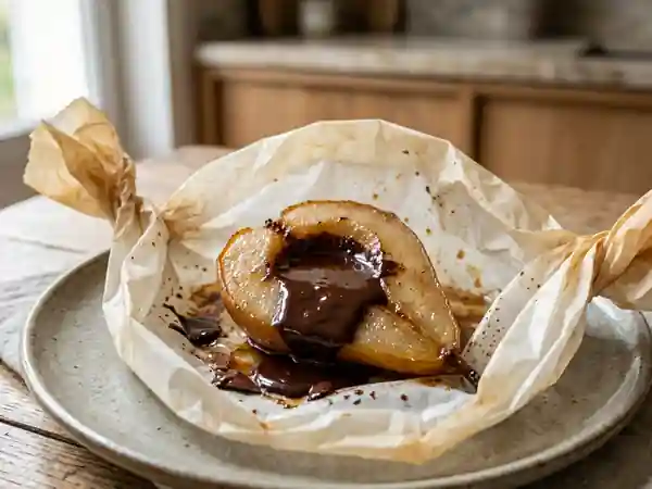 Papillotes de poires fondantes au chocolat noir - Photo de présentation