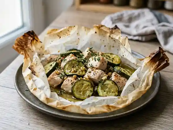 Papillotes de poulet aux courgettes fondantes : recette facile et savoureuse - Photo de présentation