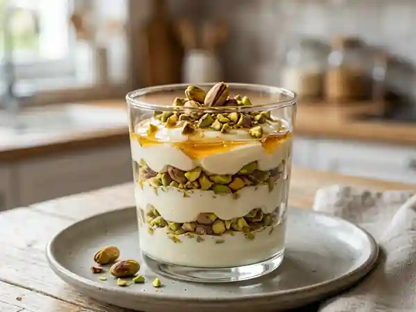 Parfait onctueux miel et pistaches croquantes - Photo de présentation