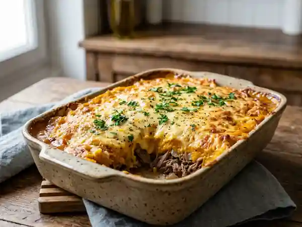 Parmentier fondant au potiron et viande rôtie - Photo de présentation