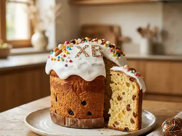 Paska russe traditionnelle : gâteau de Pâques moelleux et parfumé - Photo de présentation