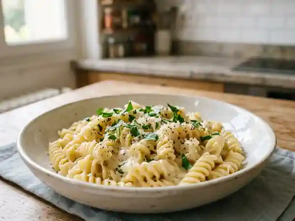 Pastachoute crémeuse à l'ail et au fromage - Photo de présentation
