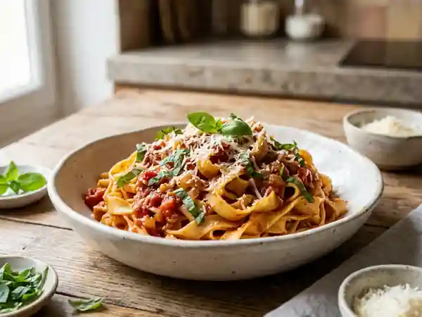 Pastasciutta corse aux tomates fondantes - Photo de présentation