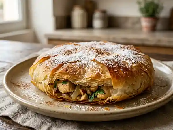Pastilla poulet-amandes croustillante - Photo de présentation