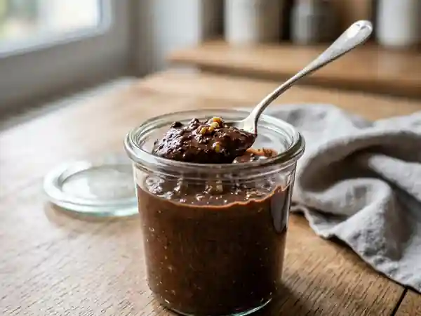 Pâte à tartiner chocolat noir et noix grillées - Photo de présentation