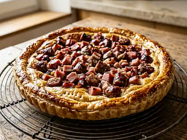 Tarte rustique au saindoux et charcuterie - Photo de présentation