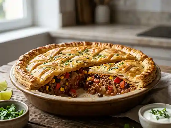 Pâté mexicain croustillant au bœuf épicé - Photo de présentation
