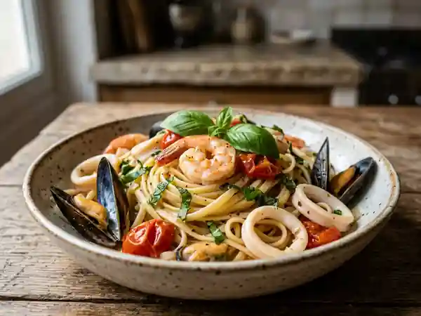 Linguine iodées aux fruits de mer et basilic - Photo de présentation