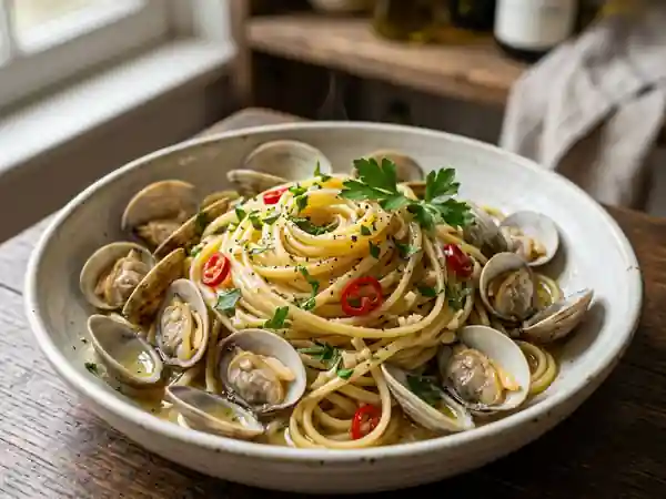 Linguine alle vongole iodées et aillées - Photo de présentation