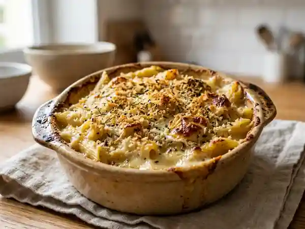 Penne gratinées au chèvre fondant - Photo de présentation