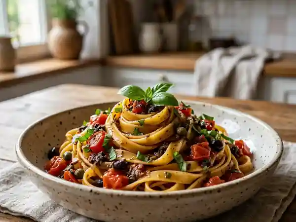 Pâtes à la Tapenade Noire et Tomates Fraîches - Photo de présentation