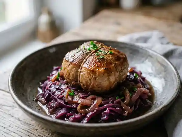 Paupiettes de bœuf braisées et chou rouge fondant - Photo de présentation